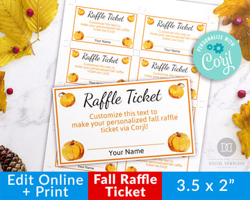 Fall Raffle Ticket Template Editable Printable *EDIT ONLINE*