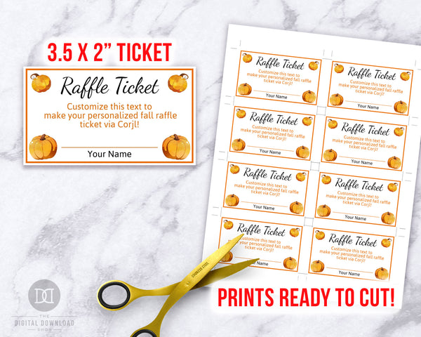 Fall Raffle Ticket Template Editable Printable