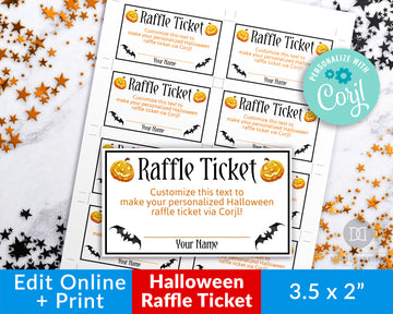 Halloween Raffle Ticket Template Editable Printable *EDIT ONLINE*