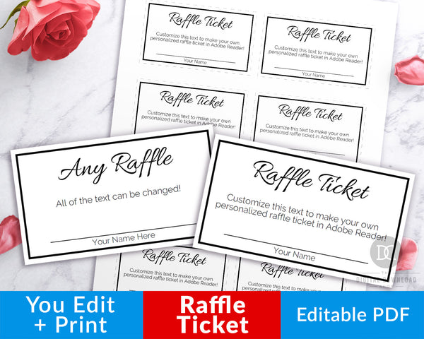Raffle Ticket Template Editable Printable- Black and White | The Digital Download Shop raffle-ticket-template-editable-printable-black-and-white-the-digital-download-shop