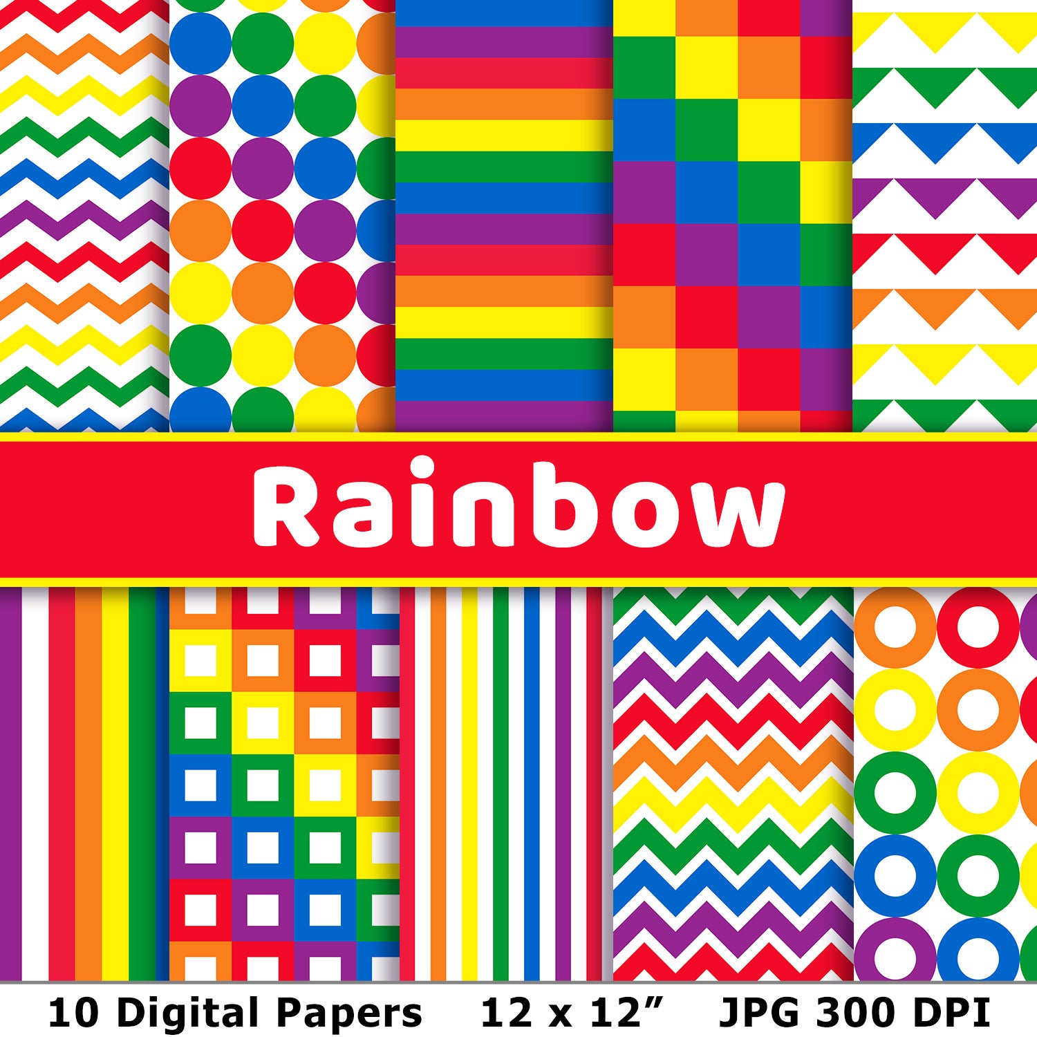Rainbow Digital Papers  The Digital Download Shop