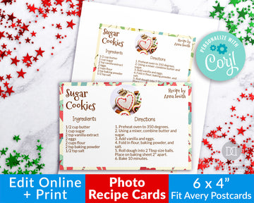 Photo Christmas Recipe Card Printable *EDIT ONLINE*
