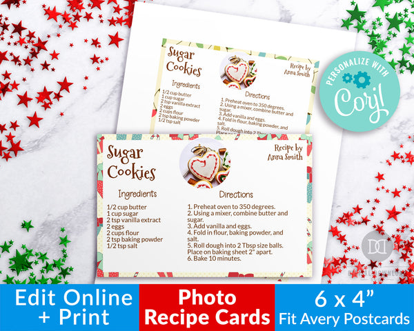 Photo Christmas Recipe Card Printable