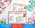 Santa Christmas Recipe Card Template Printable *EDIT ONLINE*