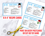 Snowman Winter Recipe Card Editable Printable