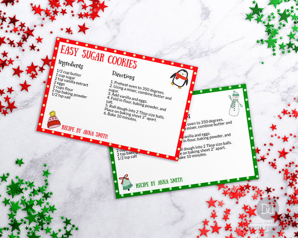 Christmas Cookie Recipe Card Template Printable