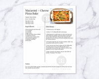 Recipe Template with Photo Editable Printable- Photo Right