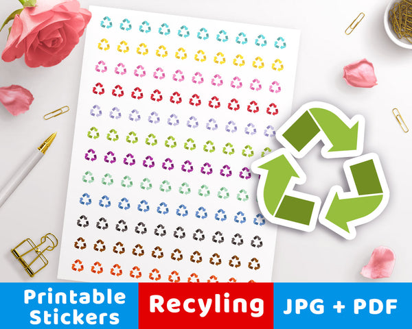 Recycling Symbol Printable Planner Stickers- The Digital Download Shop