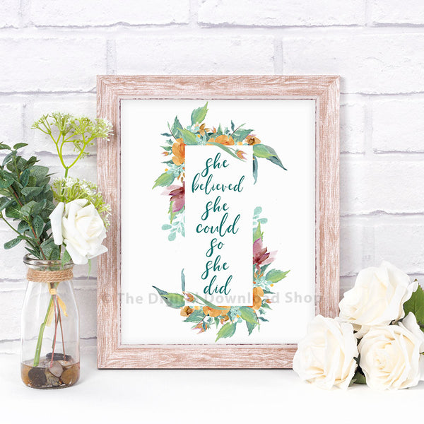She Believed She Could So She Did Printable- The Digital Download Shop
