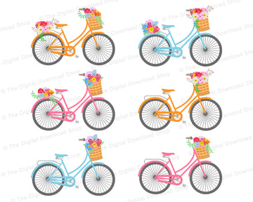Spring Floral Bicycles Clipart