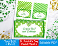 St. Patrick's Day Food Tents Printable