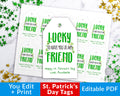 St. Patrick's Day Tag Printable- Lucky to Have You as My Friend