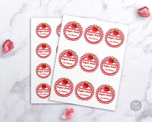 Strawberry Sugar Scrub Labels Printable Editable