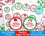 Christmas Sugar Scrub Labels Template- Watercolor Floral