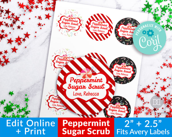 Printable Sugar Scrub Labels- Peppermint Editable