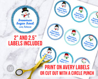 Snowman Sugar Scrub Labels Editable Printable