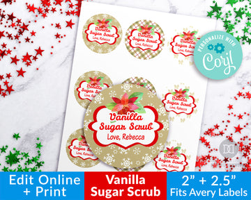Sugar Scrub Labels- Vanilla Editable Printable *EDIT ONLINE*