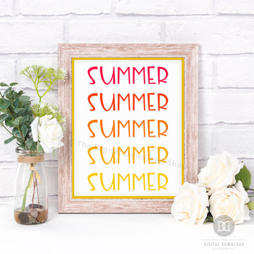 Summer Typography Ombre Printable Wall Art