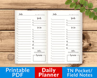 TN Pocket/Field Notes Daily Planner Printable- The Digital Download Shop