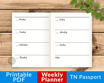 TN Passport Weekly Planner Printable