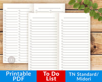 TN Standard/Regular/Midori To Do Lists Printables- The Digital Download Shop