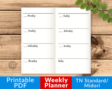 TN Standard/Regular/Midori Weekly Planner Printable