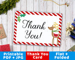 Printable Christmas thank you cards with a cute reindeer! These printable holiday thank you notes are a lovely way to thank friends and family for their generous gifts this holiday season.