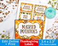 Thanksgiving Labels Template Printable- Large *EDIT ONLINE*