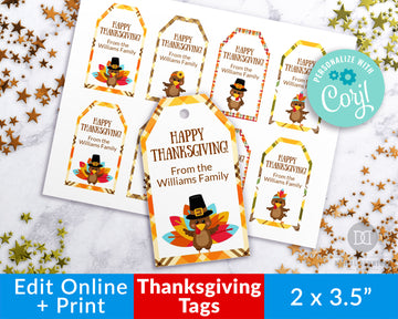 Thanksgiving Tags Printable- Turkeys *EDIT ONLINE*