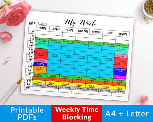 Time Blocking Planner Printable- Weekly 