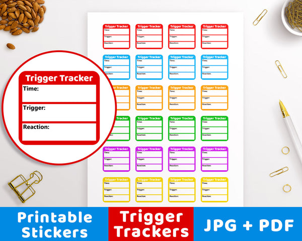 Trigger Tracker Printable Planner Stickers- The Digital Download Shop