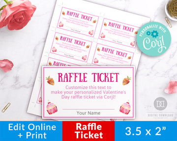 Valentine's Raffle Ticket Editable- Desserts *EDIT ONLINE*