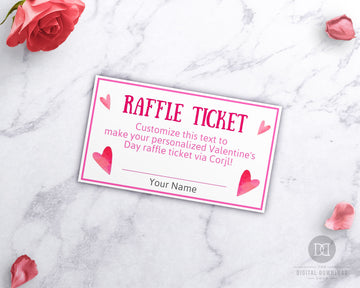 Valentine's Day Raffle Ticket Template- Hearts *EDIT ONLINE*