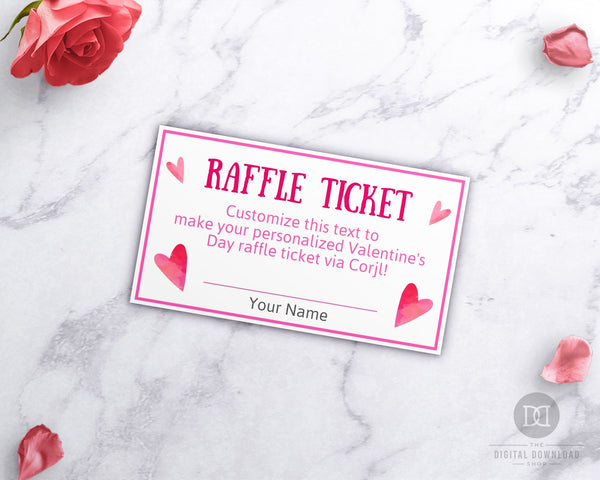 Valentine's Day Raffle Ticket Template- Hearts