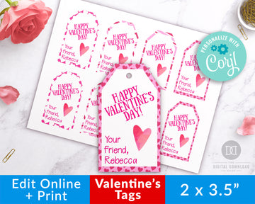 Valentine's Day Tags Printable- Hearts *EDIT ONLINE*
