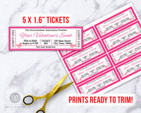 Valentine's Day Event Ticket Editable Template- Bows