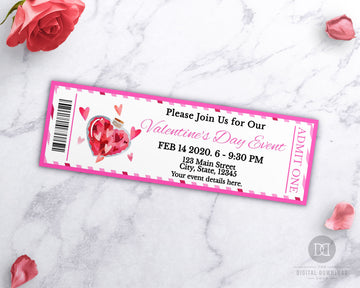 Valentine's Day Event Ticket Printable- Love Potion *EDIT ONLINE*
