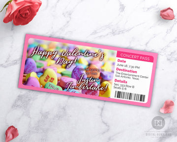 Valentine's Day Event Pass Printable- Conversation Hearts *EDIT ONLINE*