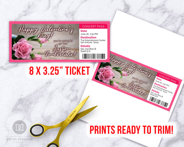 Valentine's Day Event Ticket Template- Flowers