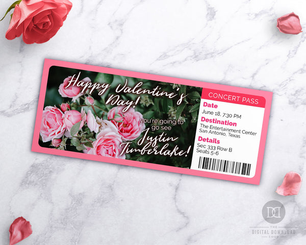 Valentine's Day Event Ticket Template- Roses