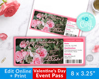 Valentine's Day Event Ticket Template- Roses