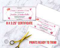 Valentine's Day Gift Certificate Printable- Pink Gold