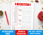 Video Planner Printable