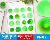 Watercolor Circle Clipart- Small Green