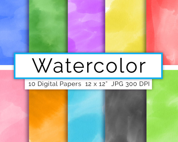 Watercolor Digital Paper- Assorted