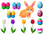 Watercolor Easter Clipart- This Easter graphics set includes beautiful Easter bunnies, Easter eggs, Easter baskets, flowers, and more that would be perfect for making DIY Easter basket tags, homemade Easter cards, and more! | commercial use clipart, #Easter #clipart #DigitalDownloadShop