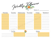 Weekly Planner Printable- Horizontal Floral Watercolor- The Digital Download Shop