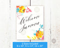 Welcome Summer Wall Art Printable- Bright Florals