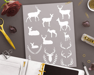 Black + White Deer Silhouette Clipart
