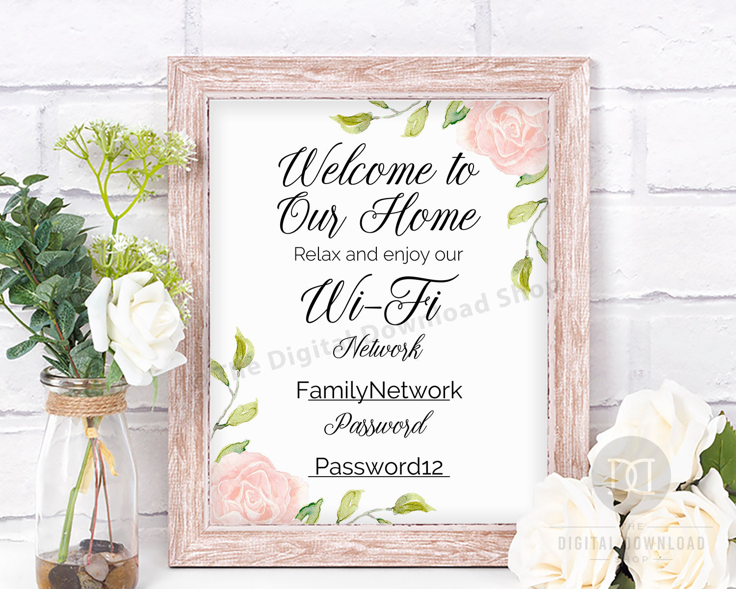 Wifi Password Sign Printable- Floral | The Digital Download Shop wifi-password-sign-printable-floral-the-digital-download-shop